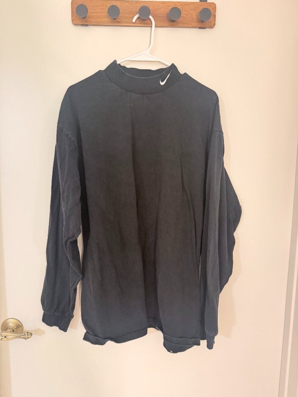 Vintage Nike Swoosh Mock Neck Long Sleeve - Black